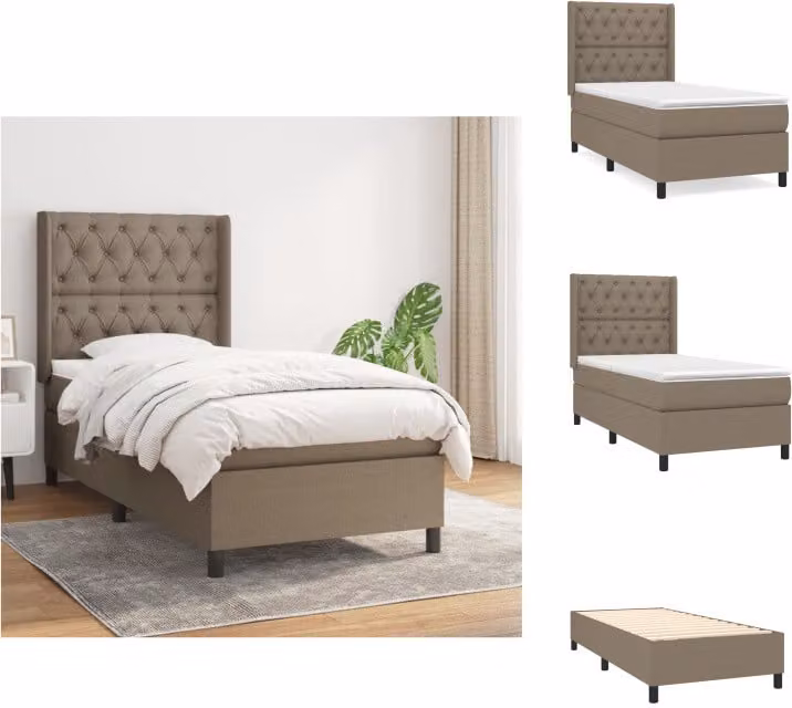 vidaXL Letto a molle con materasso Taupe 80x200 cm in tessuto - Letti e strutture letto