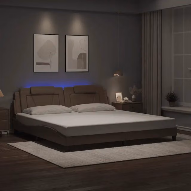 Giroletto Viana con LED senza Materasso-Struttura Letto Cappuccino 200x200 cm