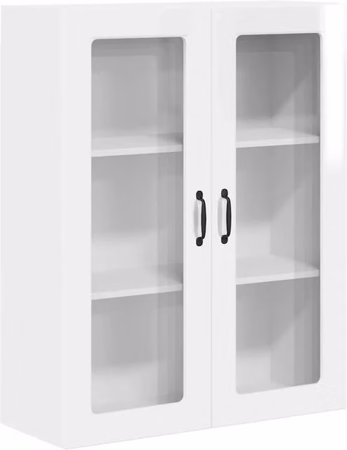 Pensile da cucina PORTO DESIGN IN Bianco Lucido con ante in vetro L 80 x P 31 x H 100 cm