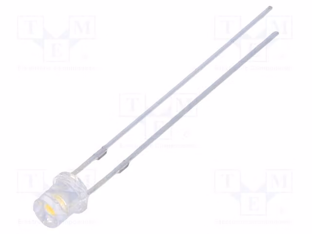 LED; 3 mm; bipolare; bianco caldo; 1120÷1560 mcd; 140°; Frontale: piatto. OSMMD234E1A. Diodi LED a foro passante, 3 mm