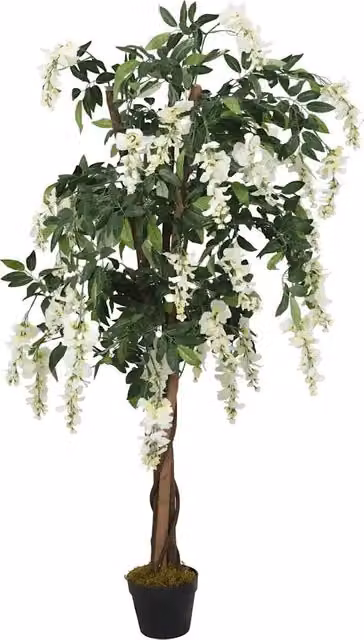Glicine Artificiale vidaXL Verde e Bianco con 1260 Foglie, Altezza: 180 cm