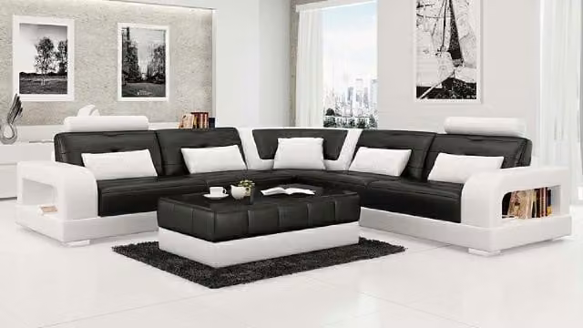 LEDERSOFA mit USB,SOFAGARNITUR DESIGNER COUCH WOHNLANDSCHAFT SOFA ECKCOUCH