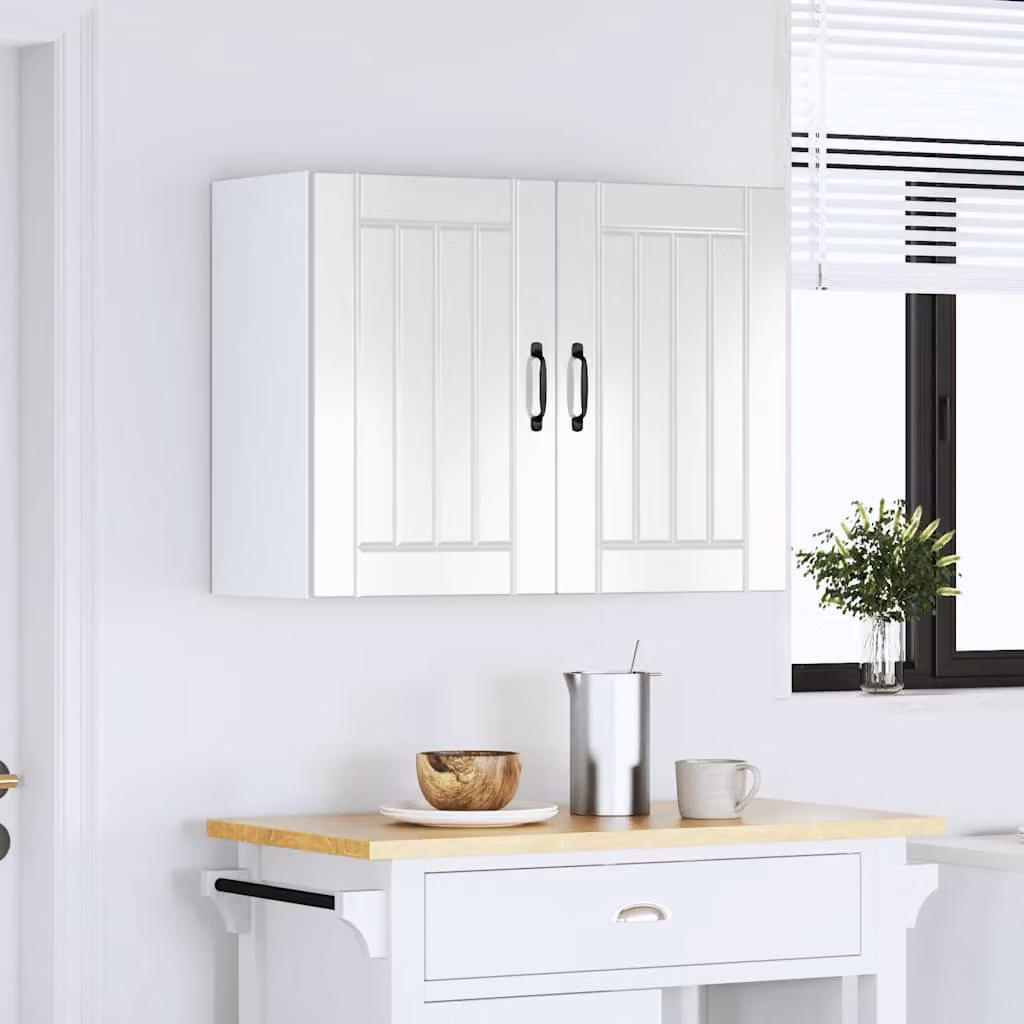vidaXL Pensile da Cucina Lucca Bianco Lucido in Legno Multistrato
