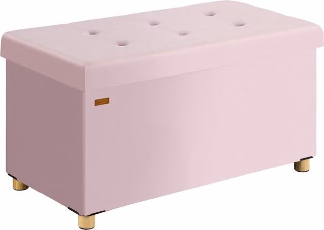 Panca pieghevole in velluto rosa CASARIA con spazio di archiviazione L: 76 cm, P: 38 cm, H: 42 cm