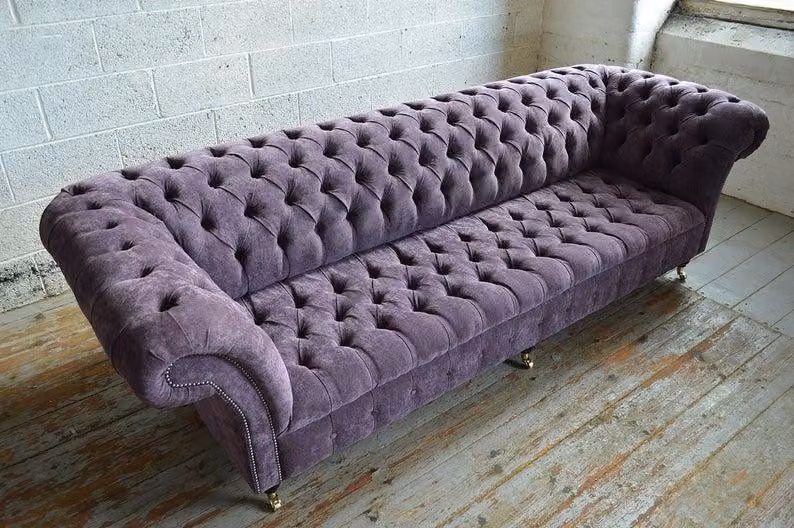 Luxus Chesterfield 4 Sitzer Couchen Textil Stoff Couchen Polster Garnitur XXL
