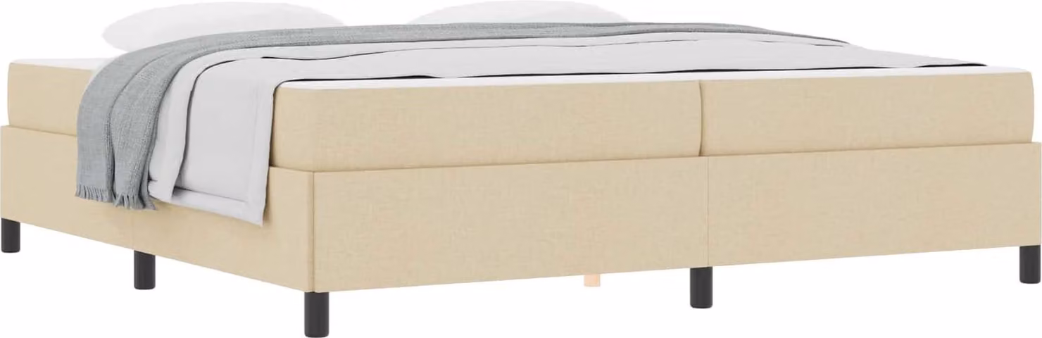 Letto a molle con materasso Crema 200 x 200 cm Tessuto