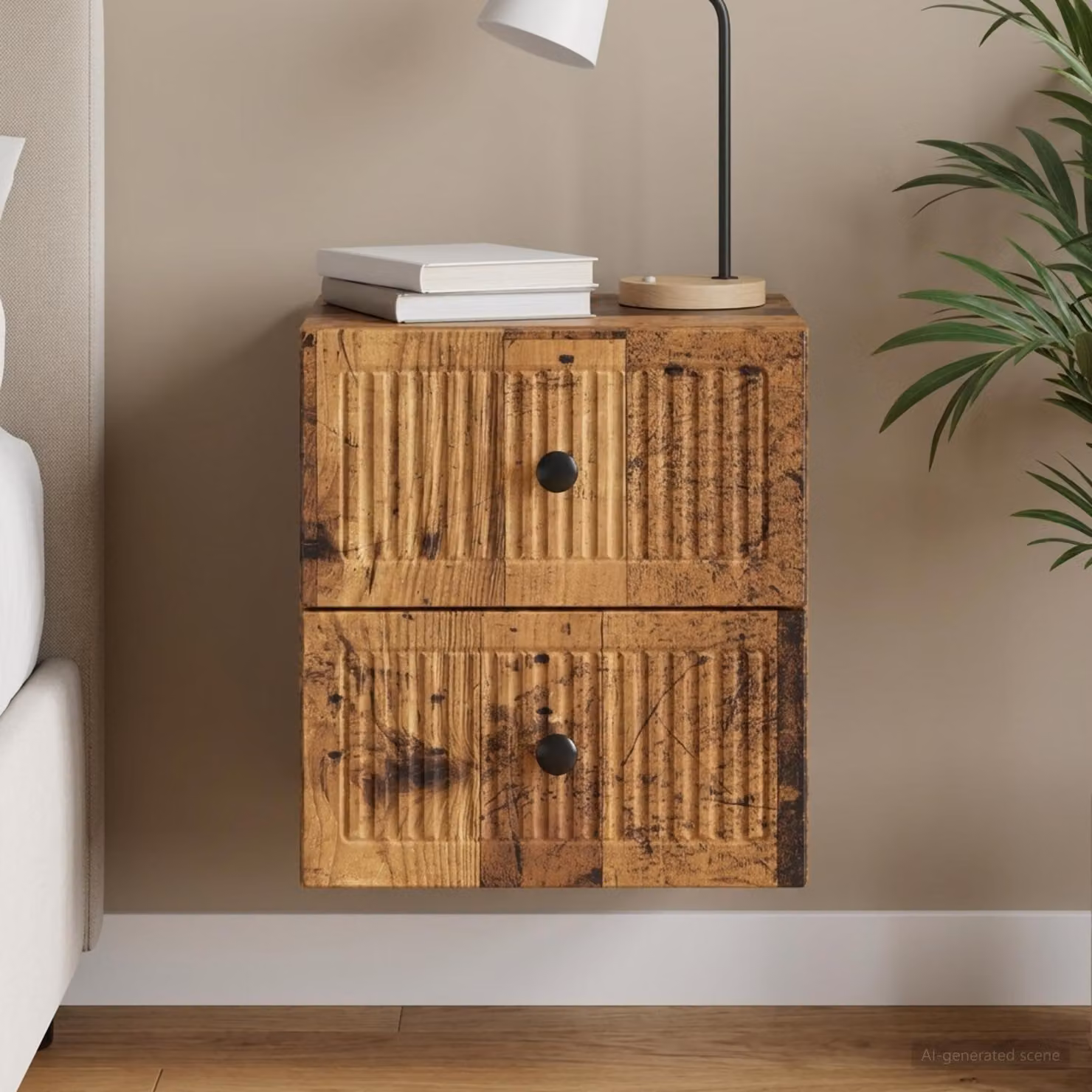 vidaXL Mobiletto da notte sospeso in legno color marrone L: 33 cm, P: 34,5 cm, H: 40 cm