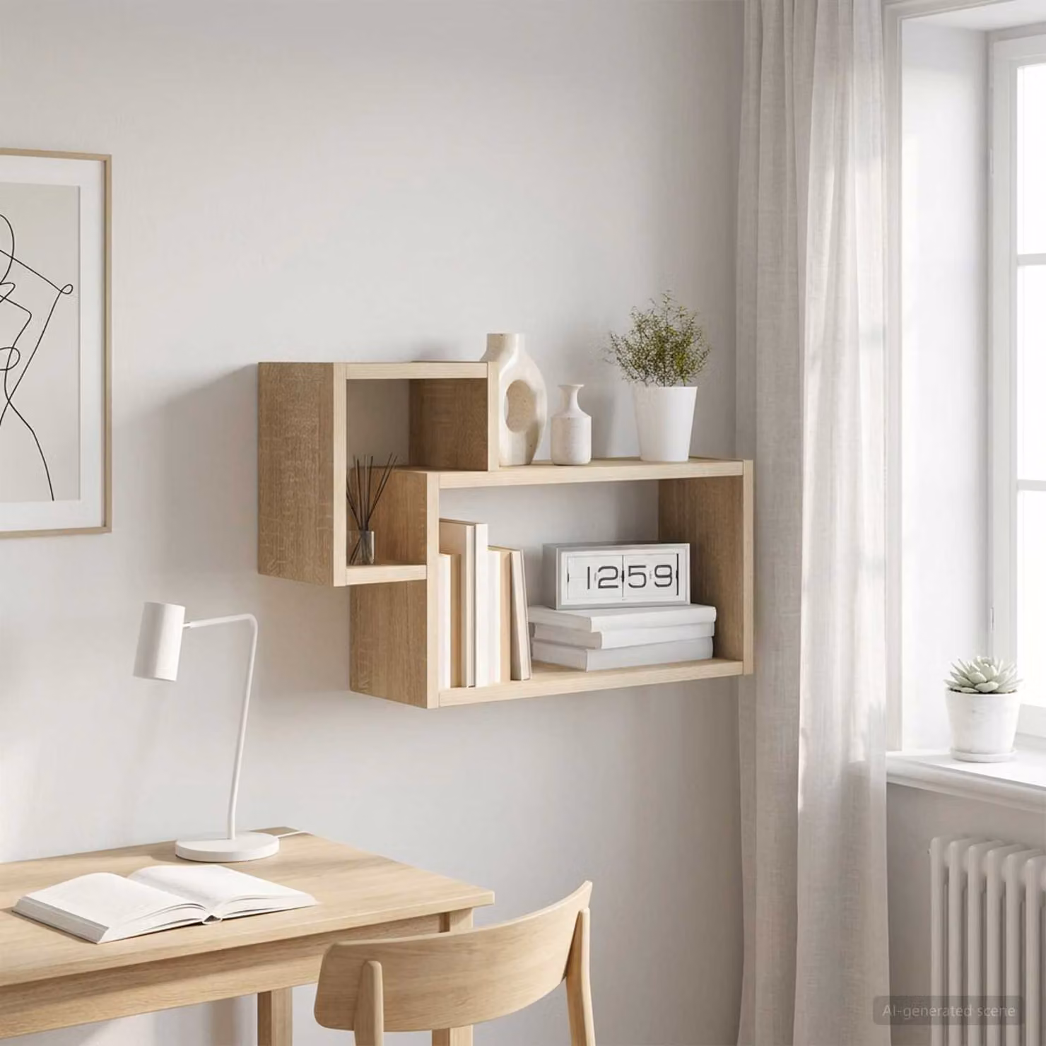 Scaffale da parete moderno vidaXL in Rovere Sonoma, colore marrone, L 55 x P 15 x H 35 cm