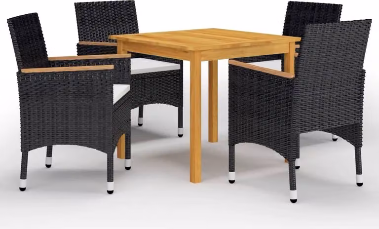 Maison Exclusive - Set da pranzo da giardino 5 pezzi nero