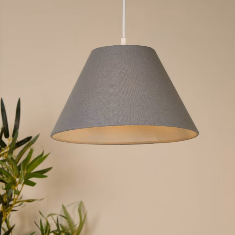 Searchlight Lampada a sospensione Lyta, dimmerabile, Alluminio / Grigio / Zincato, Soggiorno / Sala da pranzo, Tessuto / Stoffa / Seta, Scandinavo, Lampada a sospensione