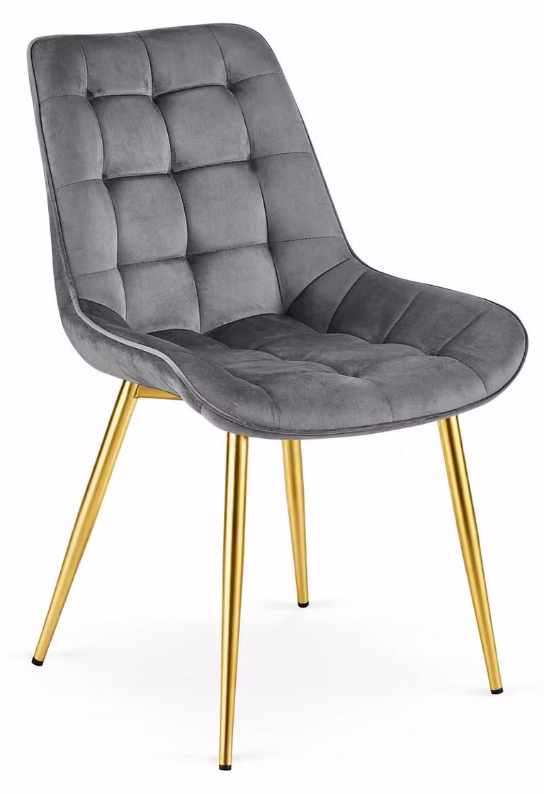 Sedia Bera in Velluto Grigio Antracite con Gambe Oro