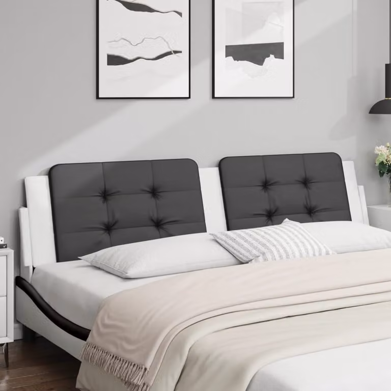 vidaXL Cuscino Testiera Zadar in Similpelle Nero e Bianco L: 200 cm