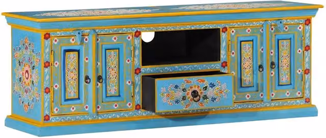 Mobile TV | Armadietto TV | Mobile Porta TV Blu 110x30x40 cm in Legno Massello di Mango