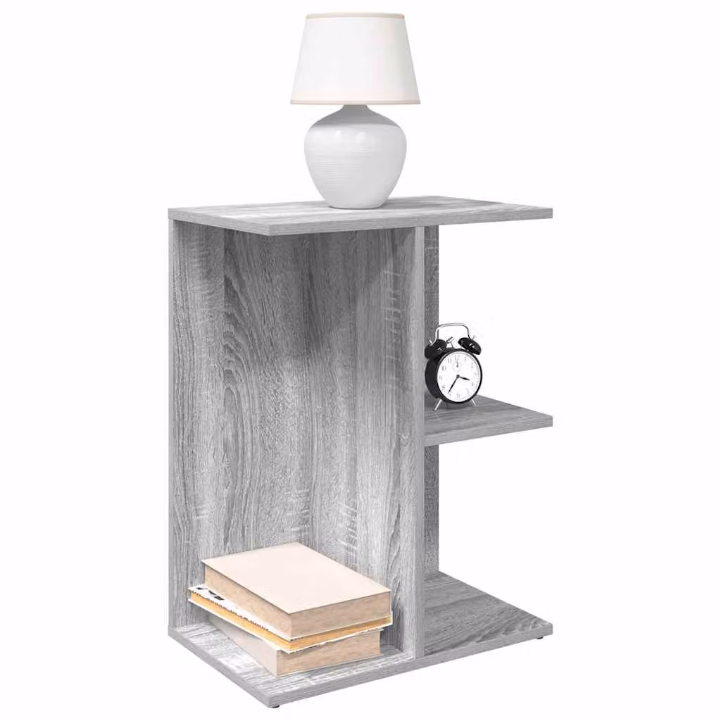 Comodino moderno vidaXL in legno e MDF grigio, sospeso a parete, L: 46,5 cm, P: 29,0 cm, H: 61,0 cm
