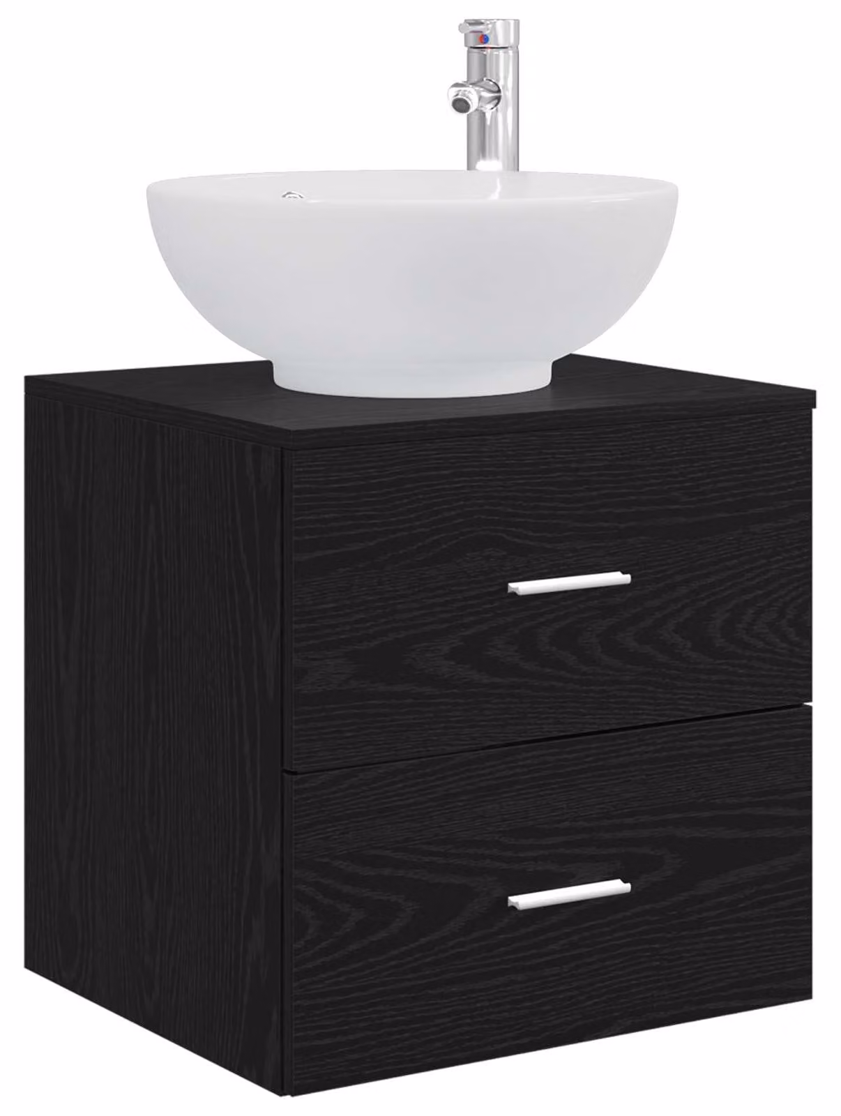Mobile Lavabo da Parete Rovere Nero 49,5 x 44,5 x 66,5 cm