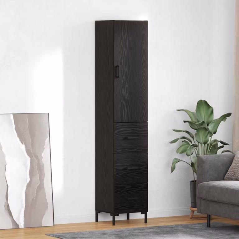 Credenza vidaXL in stile minimalista con ante a battente e ripiani interni, colore nero, L/P/H: 34,5 x 34 x 180 cm