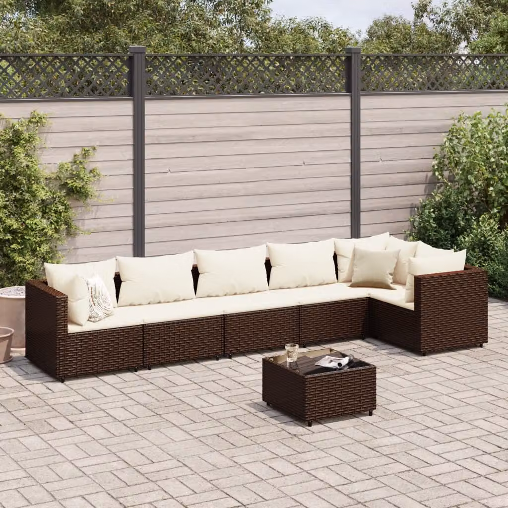 Maison Exclusive - Set Divani da Giardino 7 pz con Cuscini in Polyrattan Marrone