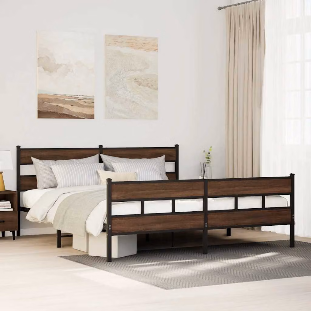 Giroletto vidaXL in metallo color rovere marrone con doghe fisse, L/P: 200 x 200 cm
