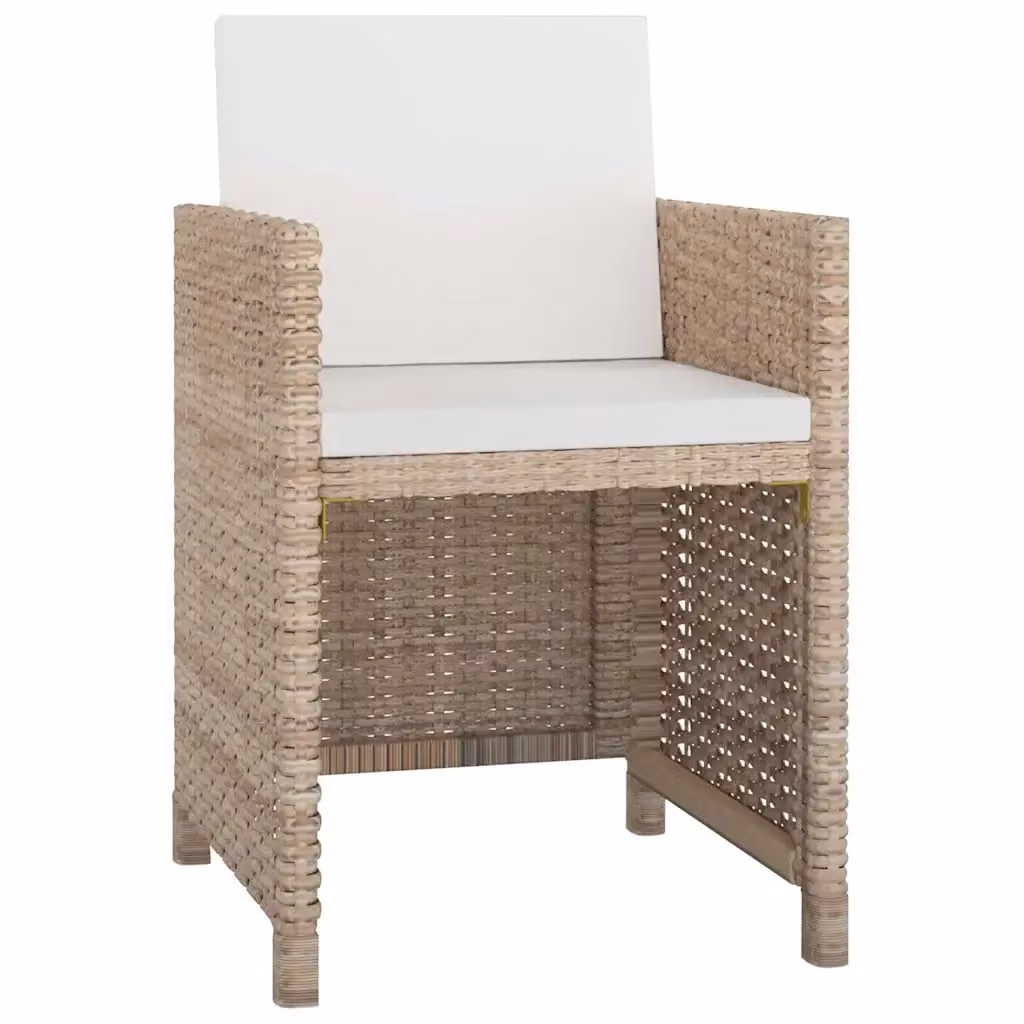 Set da pranzo da giardino vidaXL in polyrattan beige e bianco con 13 pezzi e tavolo in vetro – 2