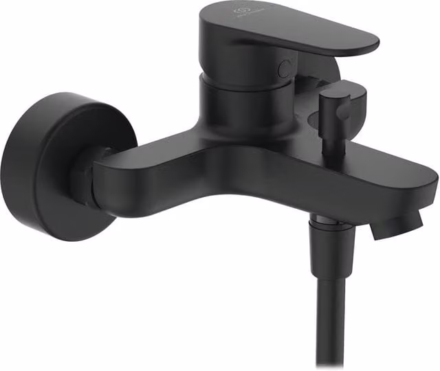 Rubinetto per vasca a muro con leva singola Ideal Standard Cerafine O nero opaco con getto laminare e funzione spray