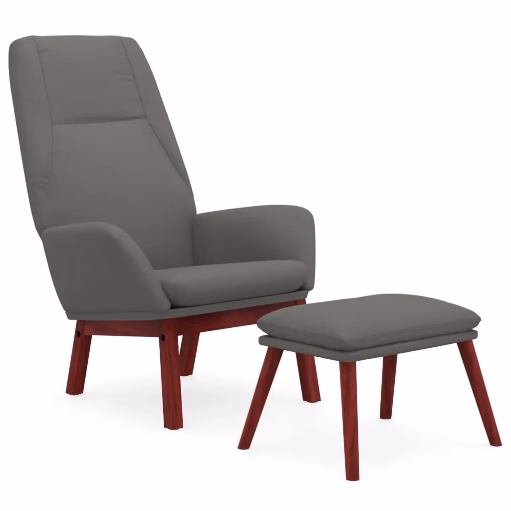 Poltrona Relax con Poggiapiedi vidaXL in Tessuto Grigio con Struttura in Metallo e Legno – 2