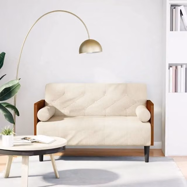Divano Divanetto con Cuscini-Sofa Bolster 110 cm Lino