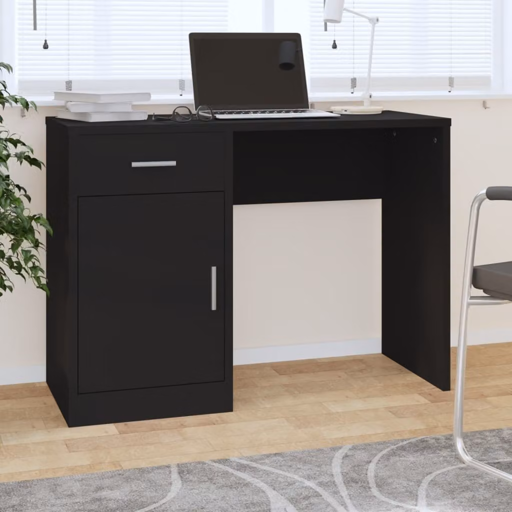 Maison Exclusive - Scrivania con spazio contenitivo, colore nero, dimensioni 100x40x73 cm, realizzata in materiale composito di legno