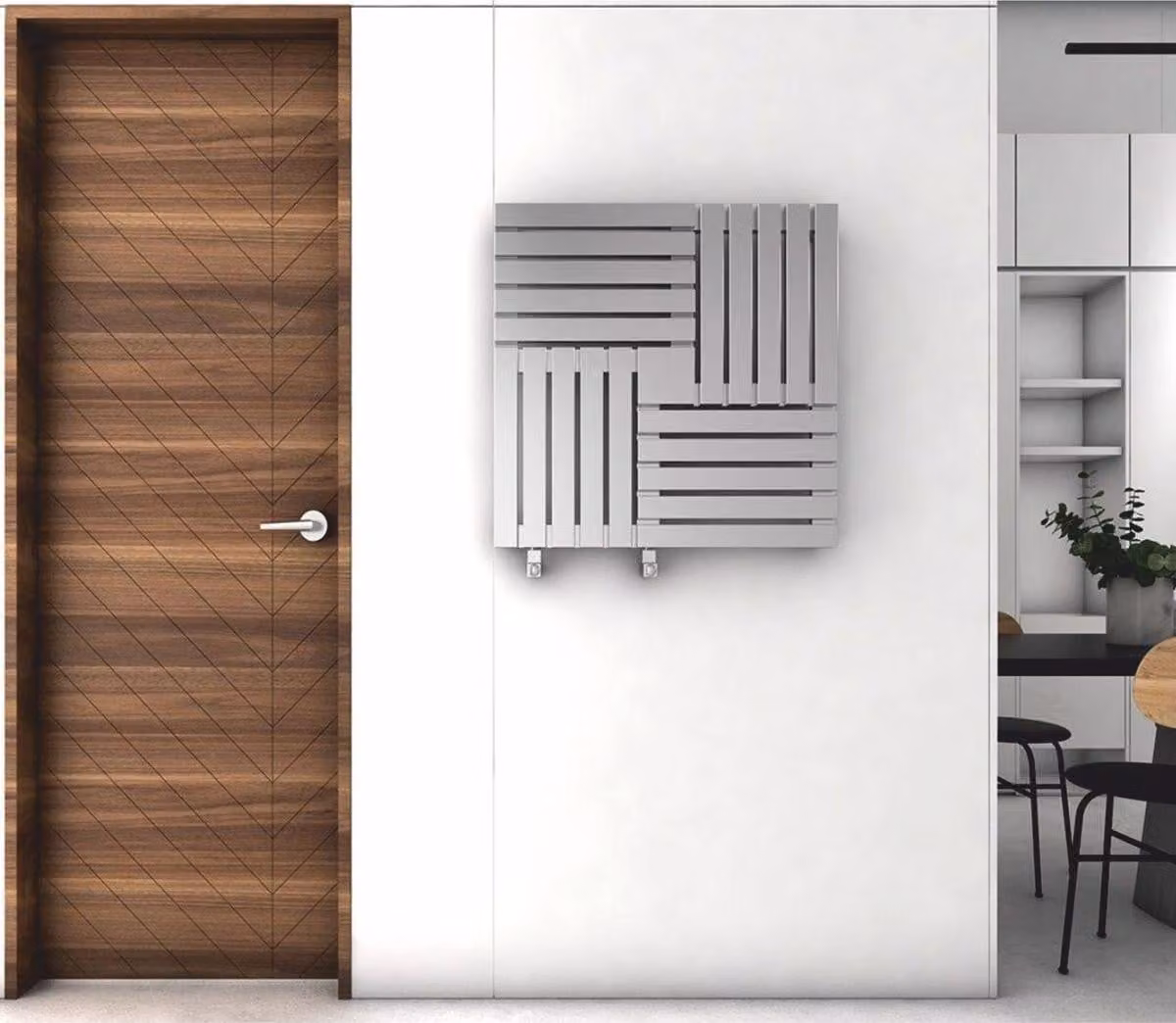 Casa Padrino stufa a parete in acciaio inox grigio 60 cm - Stufa a parete