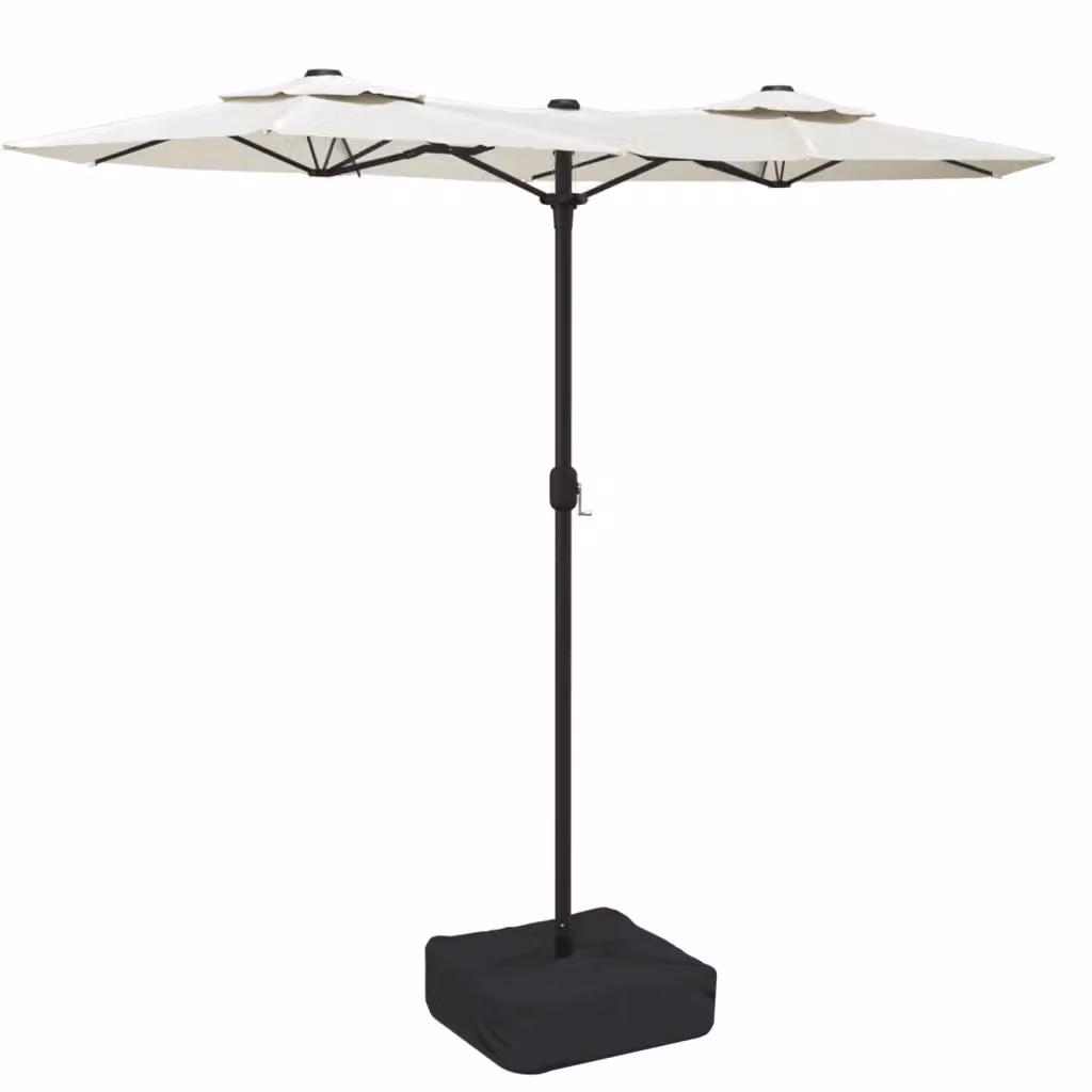 Ombrellone a Doppia Testa Videx Bianco Sabbia in Poliestere e Acciaio L: 316 cm, H: 240 cm – 2