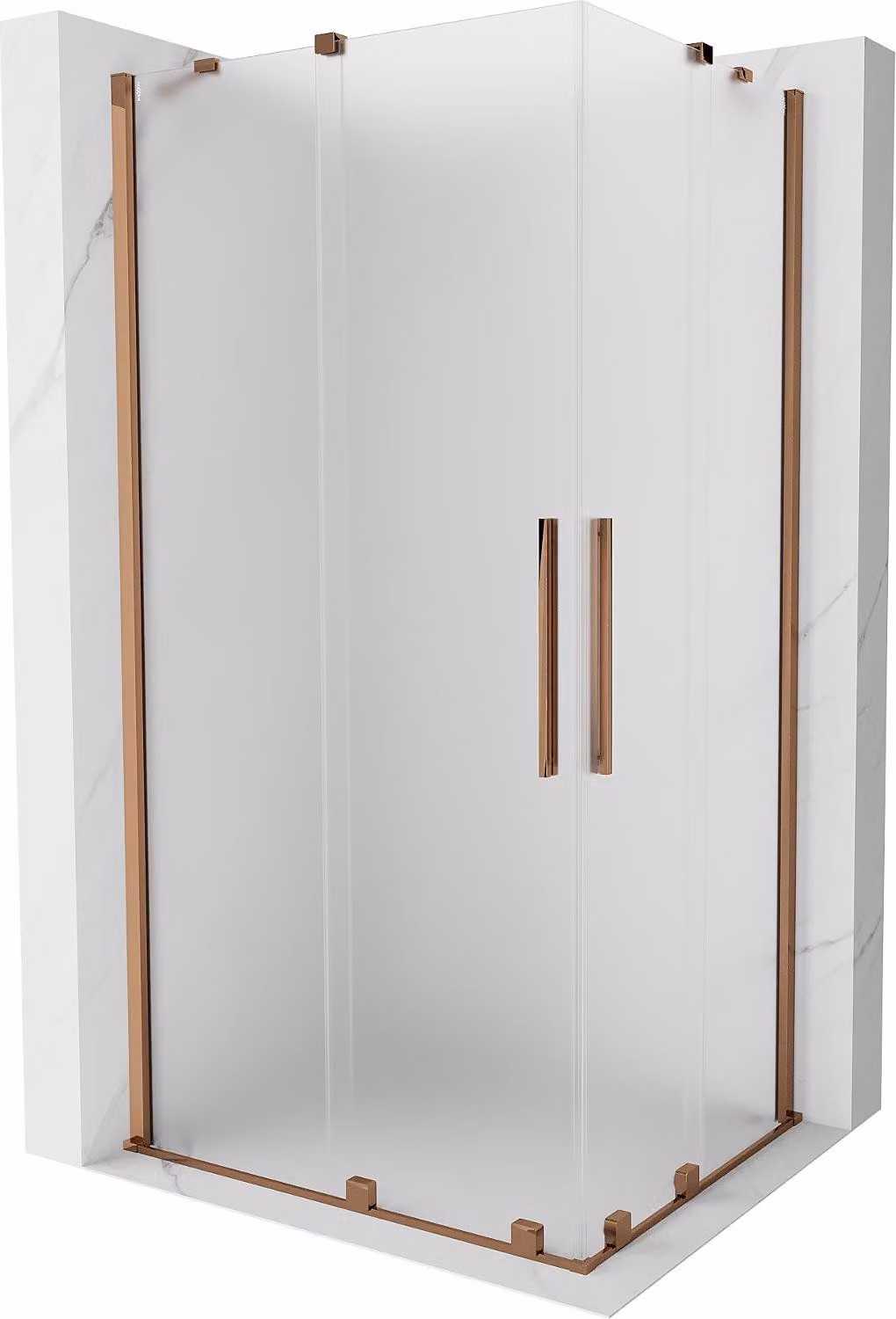 Mexen Velar Duo cabina doccia scorrevole 100 x 90 cm, ghiacciata, oro rosa - 871-100-090-32-60