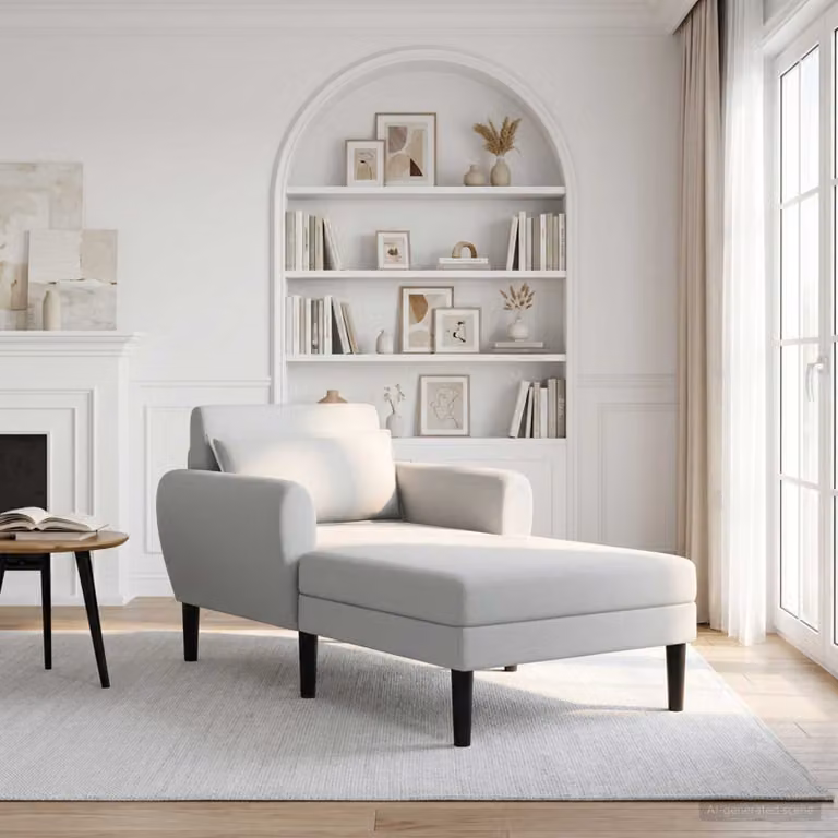 Chaise longue moderna vidaXL in velluto grigio chiaro con cuscini inclusi e coperture rimovibili, L/P/H: 168 x 94 x 83 cm