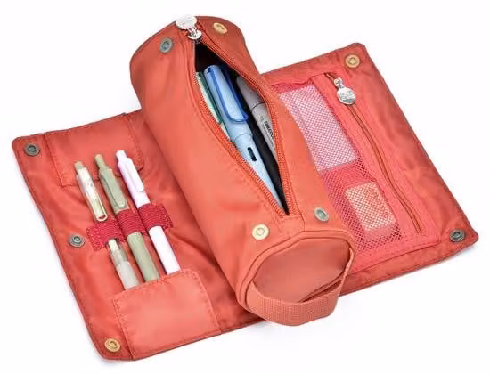 Astuccio capiente, arrotolabile, multifunzionale, arancione/rosso, per adolescenti