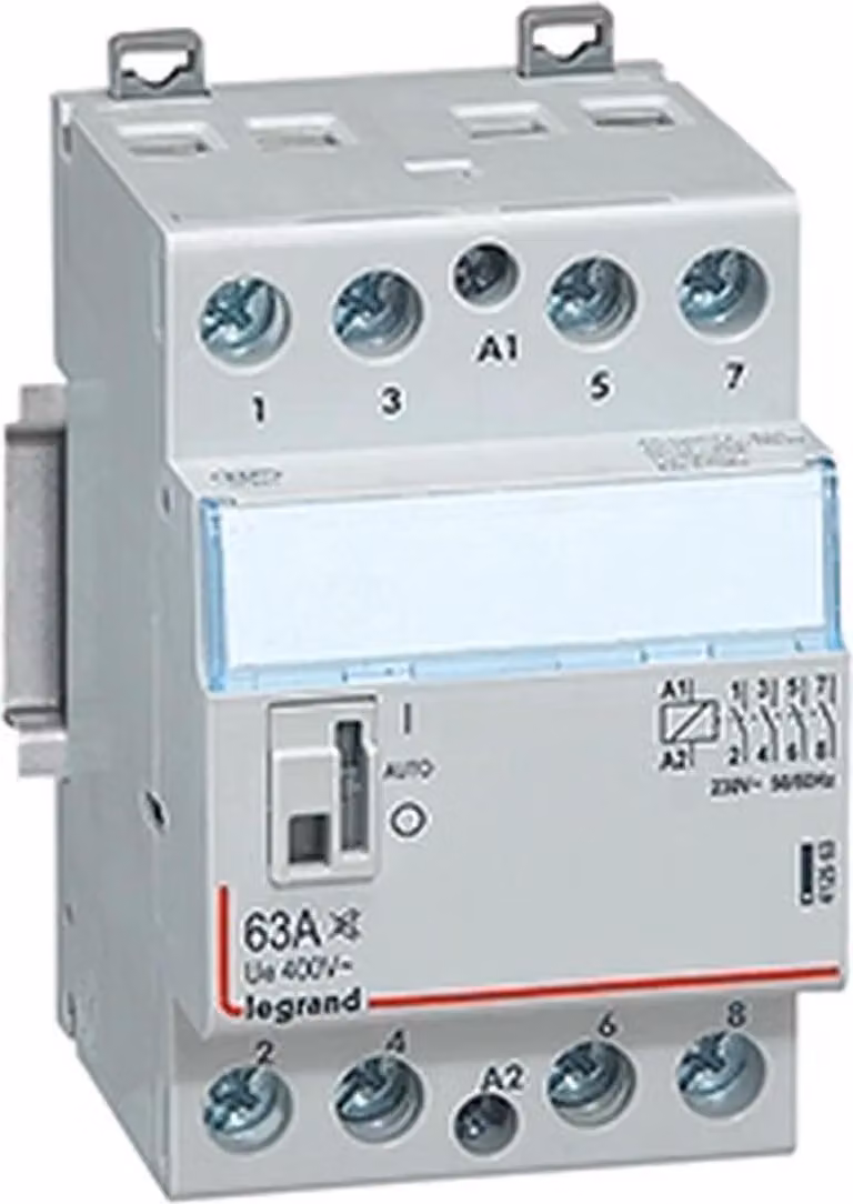 Contattore di installazione Legrand, 230 V, 63 A, 4S, con interruttore manuale, silenzioso, 1 pz.
