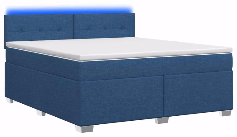 Letto con rete a molle, materasso e illuminazione LED blu, dimensioni 140 x 200 cm, rivestito in tessuto