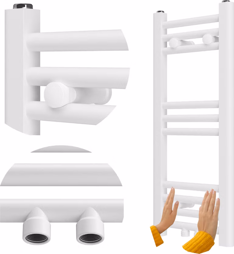 Granitan - Termoarredo bagno - Scaldasalviette 70x30 cm - Radiatore bianco - portasciugamani - RAVEN