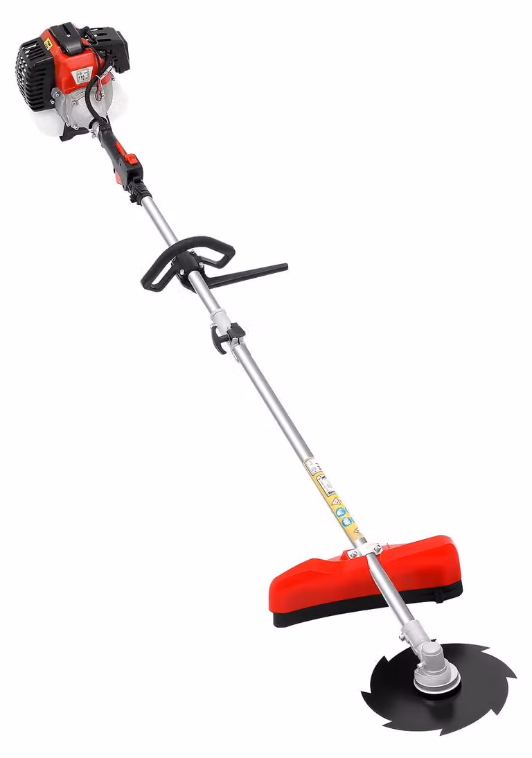 Tagliasiepi a benzina, motore da 52 cc, potenza di 1,7 kW, 6500-8500 giri al minuto, capacità serbatoio carburante di 0,9 litri, 7 lame