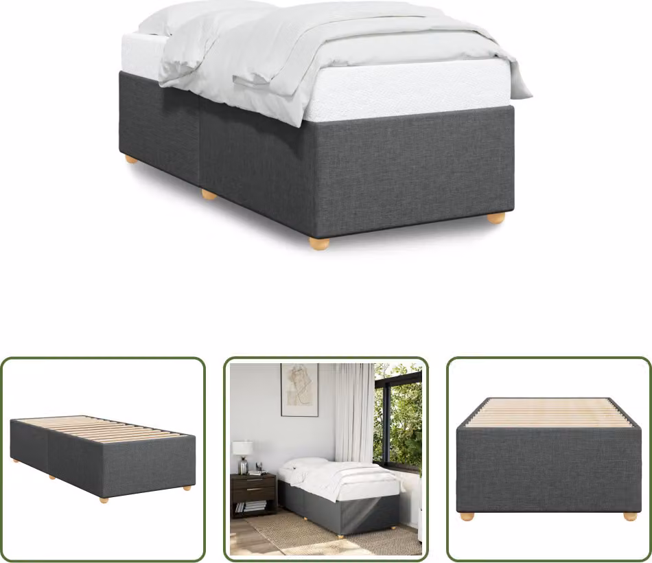The Living Store Struttura letto grigio scuro 90x200 cm in tessuto