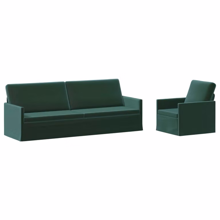 Set di 2 divani moderni vidaXL in velluto verde con struttura in metallo per soggiorno o ufficio in casa