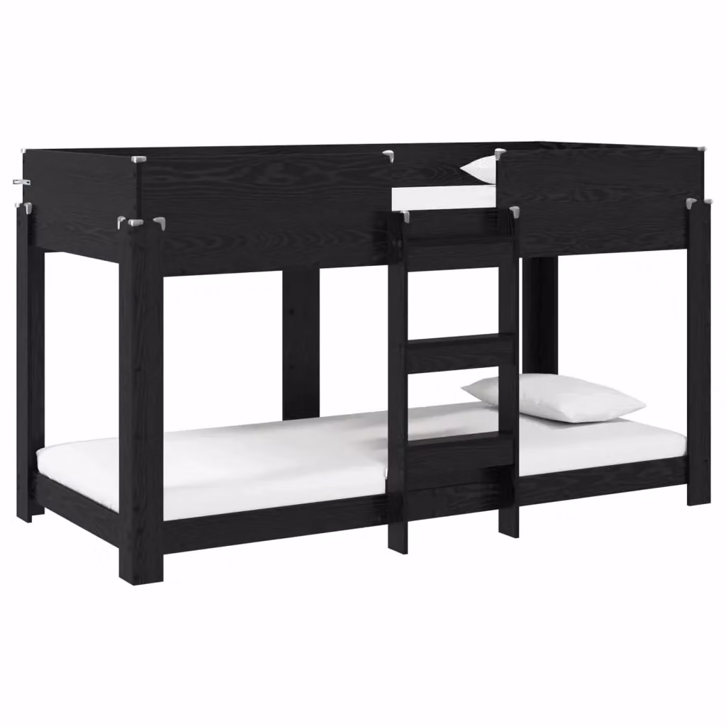 vidaXL Letto a Castello per Bambini in Legno Rovere e Nero L/P/H: 200 x 80 x 117 cm – 2