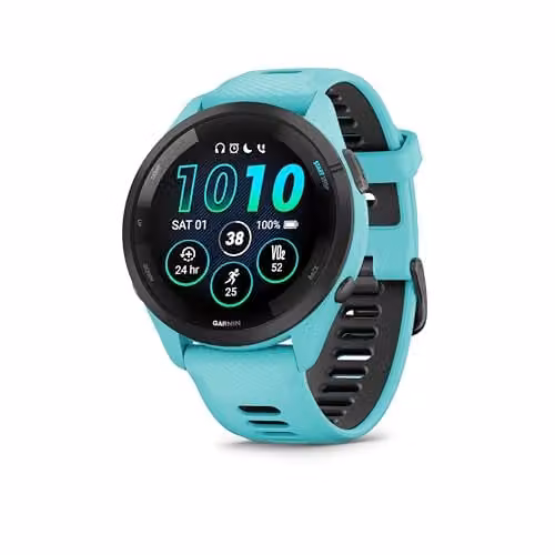 Garmin Forerunner 265, Smartwatch per la corsa, 46mm, GPS multi-band, Display AMOLED, VO2max, HRV Status, Dinamiche di corsa al polso, Tempi di recupero, Autonomia fino a 13 giorni (Aqua)