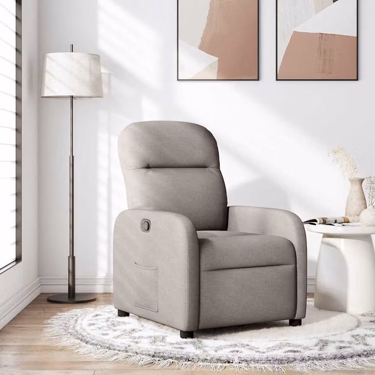 Poltrona Reclinabile Relax vidaXL in Tessuto con Braccioli, Colore Beige/Grigio