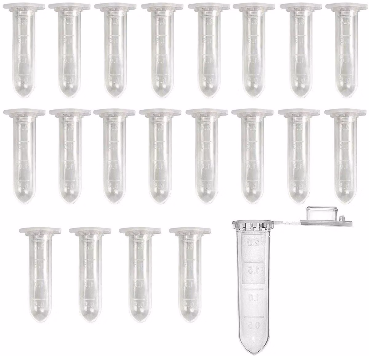 Microprovette da 2 ml - Provette trasparenti in plastica per centrifugazione, adatte per la conservazione di campioni, con chiusura a scatto - Confezione da 150 pezzi
