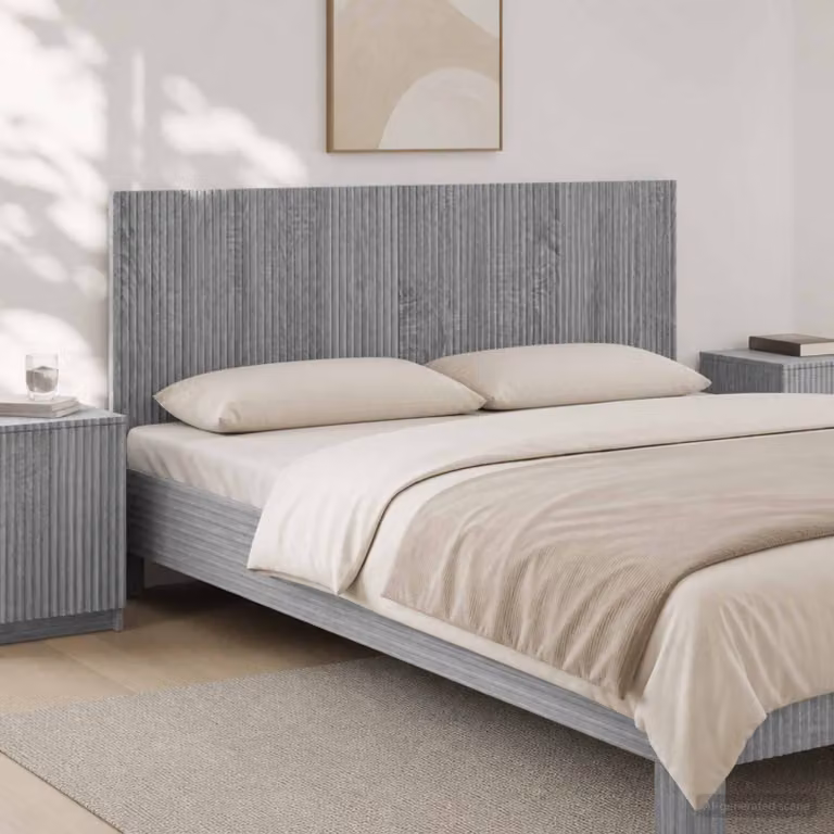 Testiera da muro vidaXL ARNHEM grigio in legno ingegnerizzato con ripiano integrato L 120 cm, P 10,2 cm, H 50 cm
