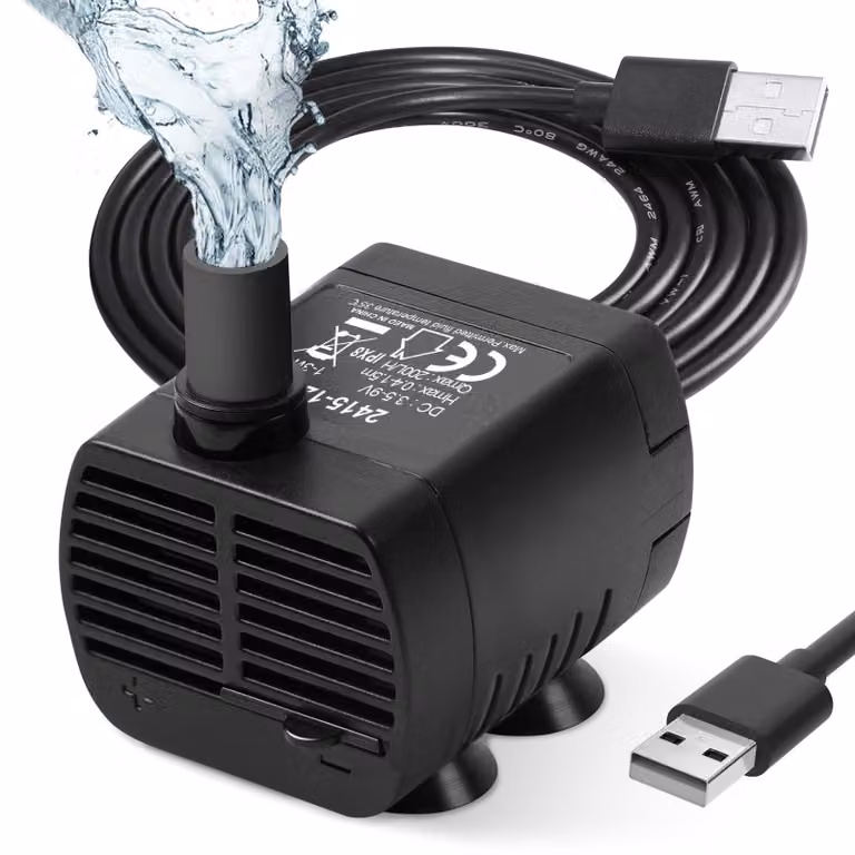 Pompa sommergibile - Pompa per acquario - 3 W - 200 l/h - USB - Silenziosa - 4 ventose