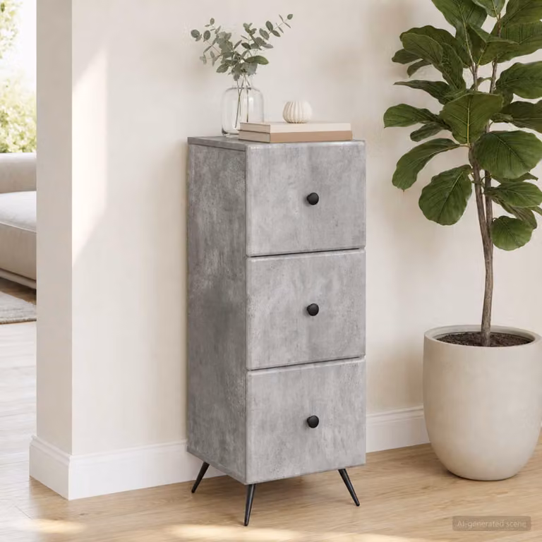 Carrello mobile con cassetti vidaXL in grigio cemento L 33 cm, P 34,5 cm, H 90 cm