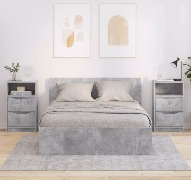 Set di 2 comodini vidaXL in stile moderno colore grigio L: 40 cm, P: 30 cm, H: 46,7 cm