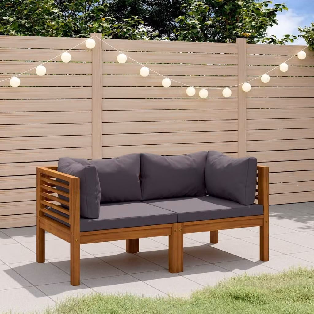 Maison Exclusive - Divano da giardino a due posti con cuscini, in legno massello di acacia