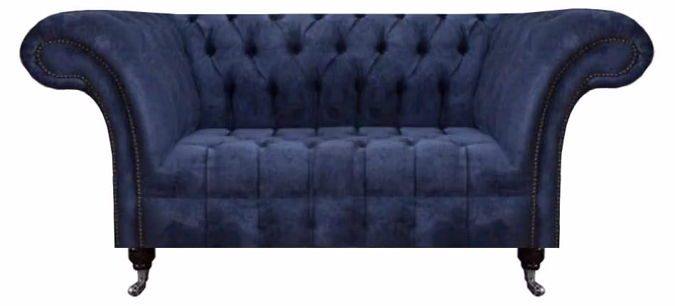 Chesterfield Blaue Polstercouch Wohnzimmer 2-Sitzer Luxus Edle Sitzmöbel