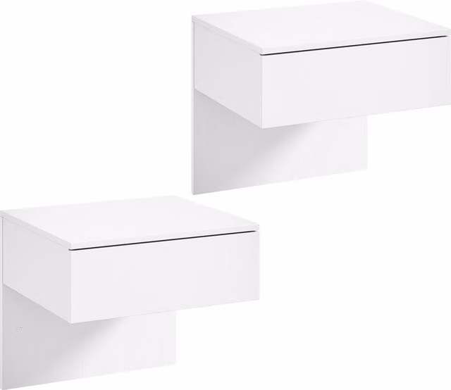 Set di 2 Comodini Sospesi HOMCOM con Cassetto per Camera da Letto, Bianco Lucido, L: 40 cm, P: 35 cm, H: 36,2 cm – 1