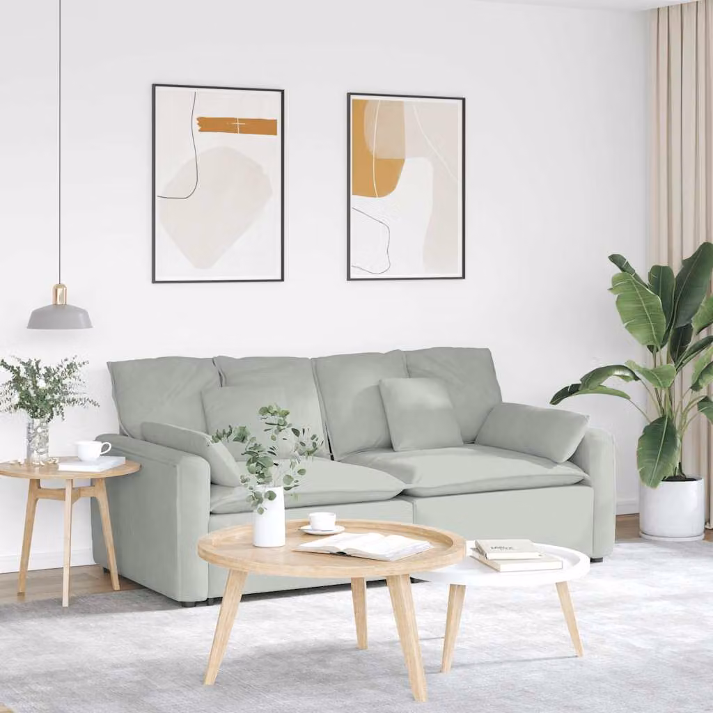 vidaXL Divano Moderno in Velluto Grigio con Cuscini e Struttura in Metallo e Legno